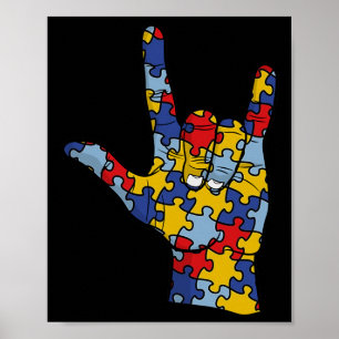 ASL Love Sign Language Hand Autism Awareness Suppo Poster