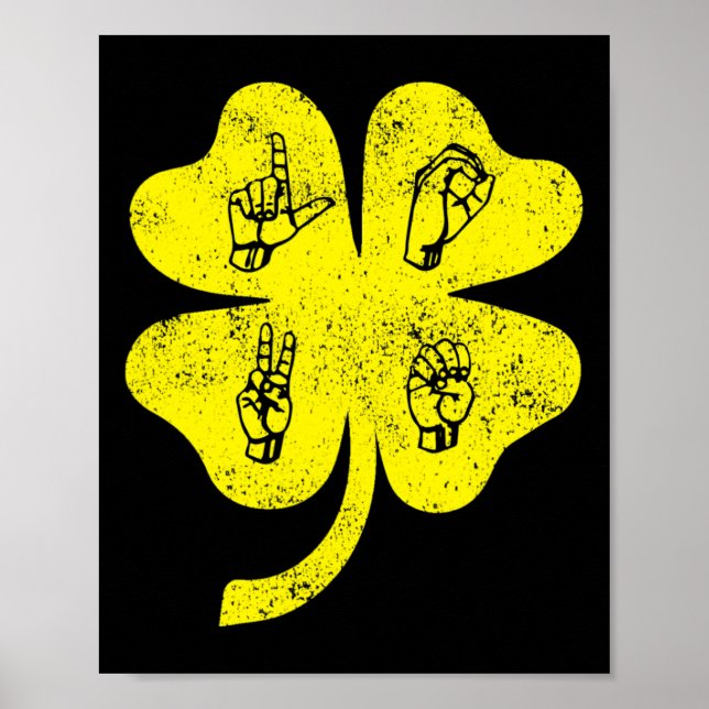 Asl Love Sign Language St Patrick's Day Deaf Aware Poster (Vorne)