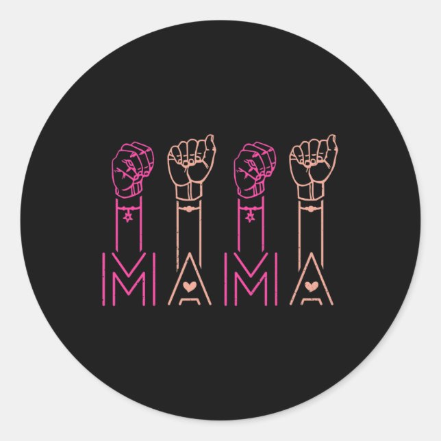 ASL Mama American Sign Language Deaf Awareness Sup Runder Aufkleber (Vorderseite)