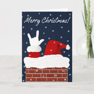 ASL Père Noël avec I Love You Handshape Carte de N