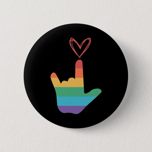 ASL Rainbow Liebe Symbol Deaf Button (Vorderseite)