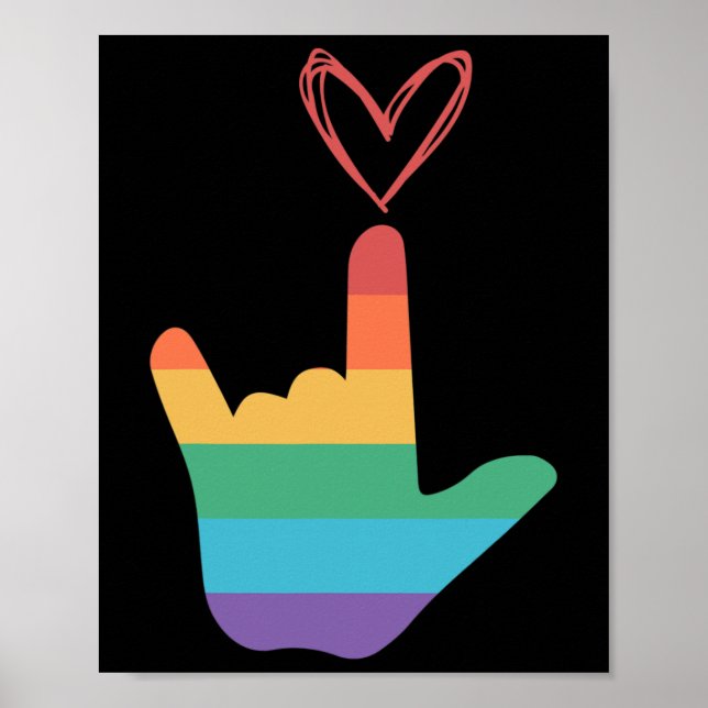 Asl Rainbow Love Symbol Deaf  Poster (Vorne)