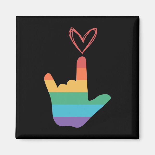 Asl Regenbogen-Liebe-Symbol Gehörlos  Magnet (Vorne)