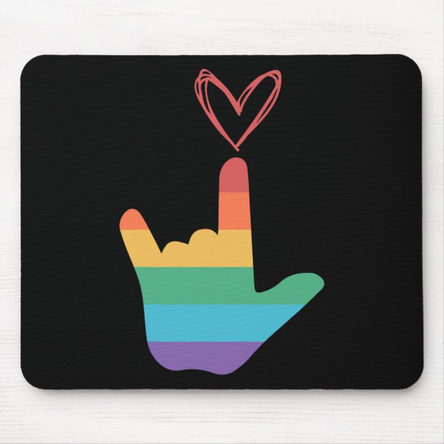 Asl Regenbogen-Liebe-Symbol Gehörlos  Mousepad (Vorne)