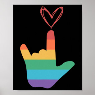 Asl Regenbogen-Liebe-Symbol Gehörloser  Poster