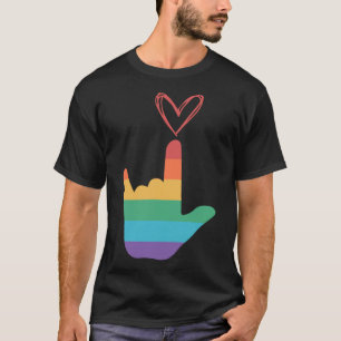 Asl Regenbogen-Liebe-Symbol Gehörloser T-Shirt