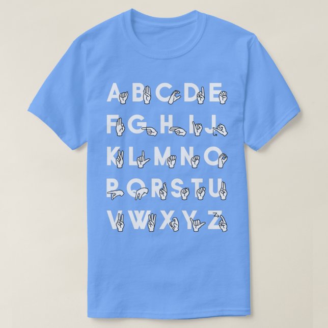ASL Sign Language Alphabet White T-Shirt (Design vorne)