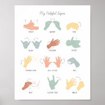 ASL Signature Language Chart für Kinder Print