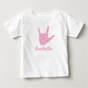 ASL Signature Language I Liebe You Pink Hearts Gir Baby T-shirt