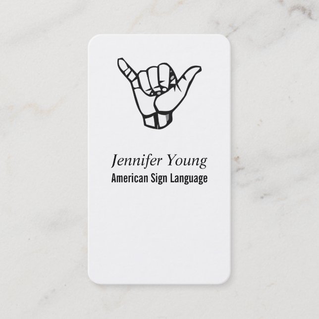 ASL, Signing Language Business Card Visitenkarte (Vorderseite)