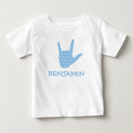 ASL Signing Language I Liebe You Blue Dots Bootnam Baby T-shirt