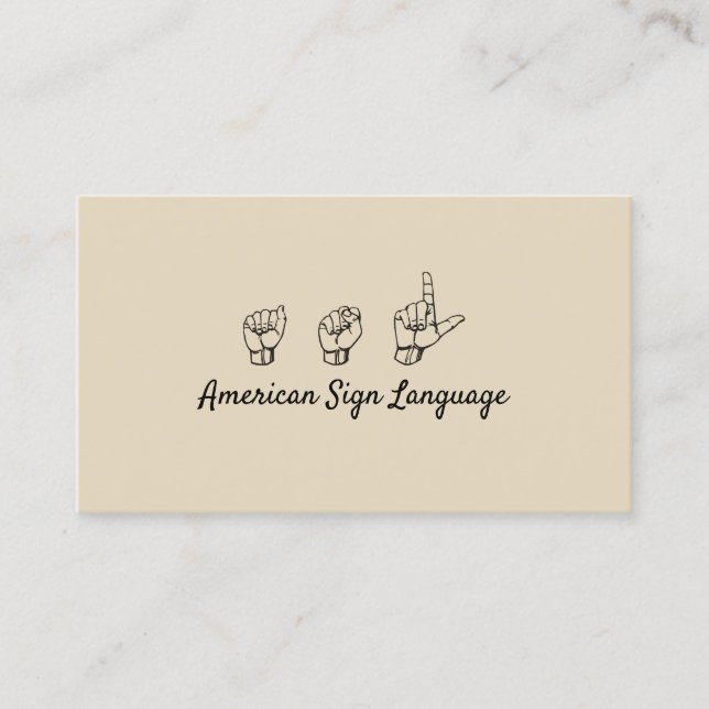 ASL, Signsprache, Übersetzer, Visitenkarte (Vorderseite)