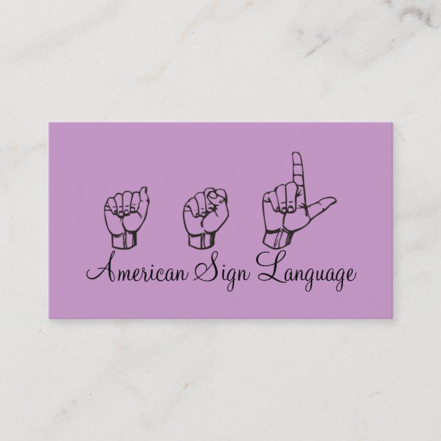 ASL, Signsprache, Übersetzer, Visitenkarte (Vorderseite)