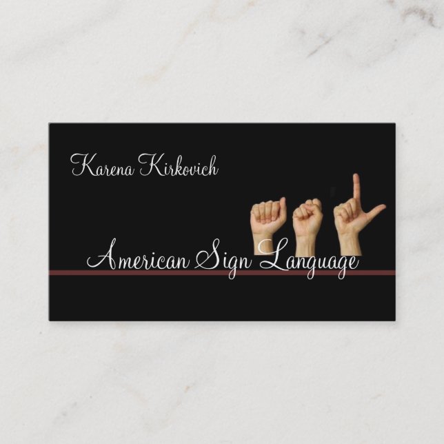 ASL, Signsprache, Übersetzer, Visitenkarte (Vorderseite)