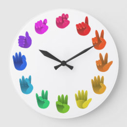 ASL Zeichensprache Regenbogenfarbrad Große Wanduhr