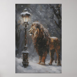 Aslan Lamppost Narnia Art Poster, Lion Printable Poster