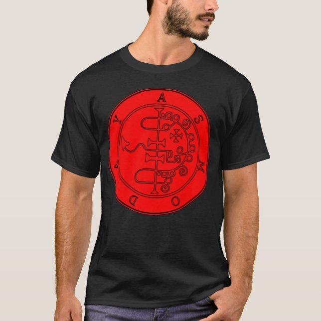 Asmodeus sigil Tscheiße (Schwarzes/Rot) T-Shirt (Vorderseite)