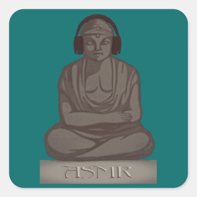 ASMR Buddha Quadratischer Aufkleber (Vorderseite)