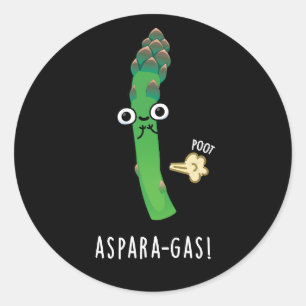 Aspara-Gas Funny Asparagus Veggie Pun Dark BG Runder Aufkleber