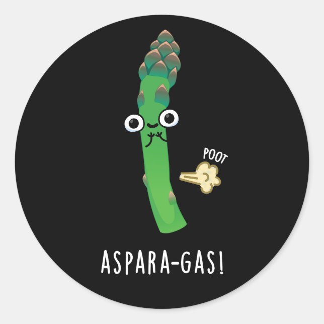 Aspara-Gas Funny Asparagus Veggie Pun Dark BG Runder Aufkleber (Vorderseite)