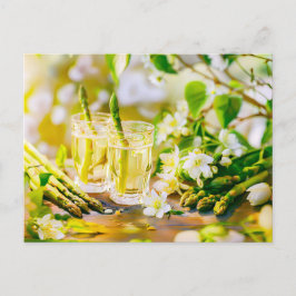 Asparagus Likör mit Zitronen und Blume Feiertagspostkarte