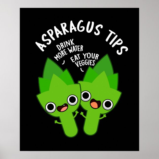 Asparagus Tipps Funny Veggie Pun Dark BG Poster (Vorne)