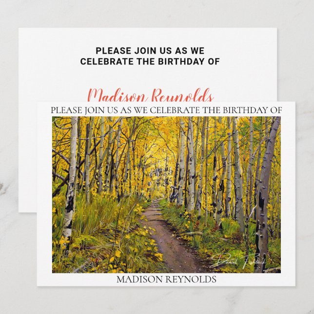 Aspen Bäume im Wald Geburtstag (Vorne/Hinten)