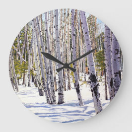 Aspen Bäume im Wald Große Wanduhr