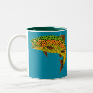 Aspen-Blatt-Regenbogenforelle 1 Zweifarbige Tasse