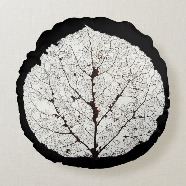 Aspen-Blatt-Skelett 1 Rundes Kissen (Vorderseite)