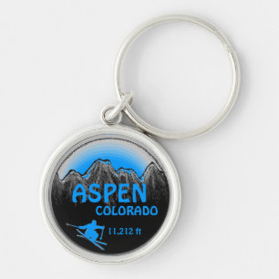Aspen Colorado Blauer Skikarte Schlüsselanhänger