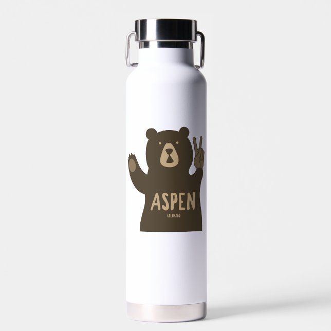 Aspen Colorado Friedensbär Trinkflasche (Vorne)