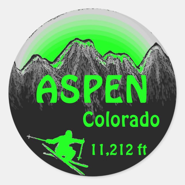 Aspen Colorado Green Skikart Aufkleber (Vorderseite)