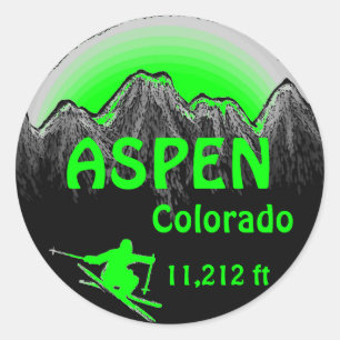 Aspen Colorado Green Skikart Aufkleber