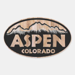 Aspen Colorado Holzschild ovale Aufkleber
