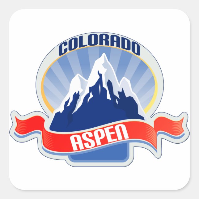 Aspen, Colorado Quadratischer Aufkleber (Vorderseite)