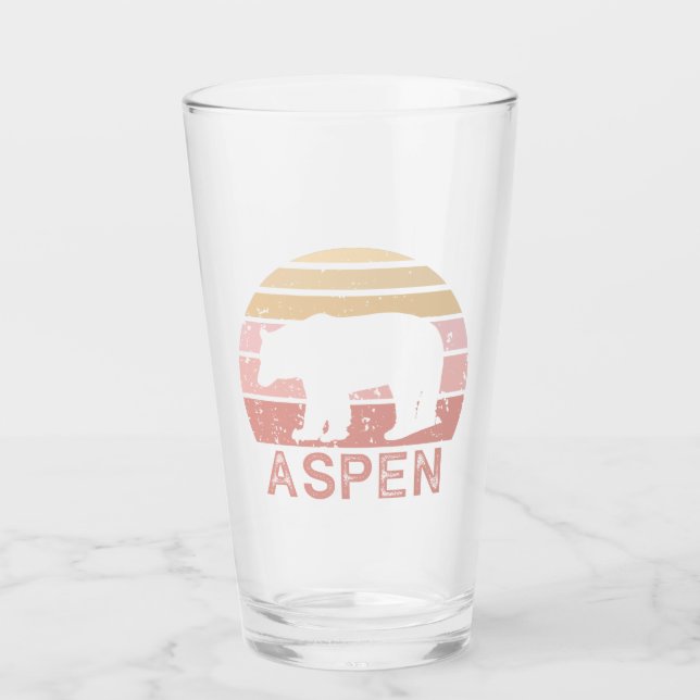 Aspen Colorado Retro Bär Glas (Vorderseite)