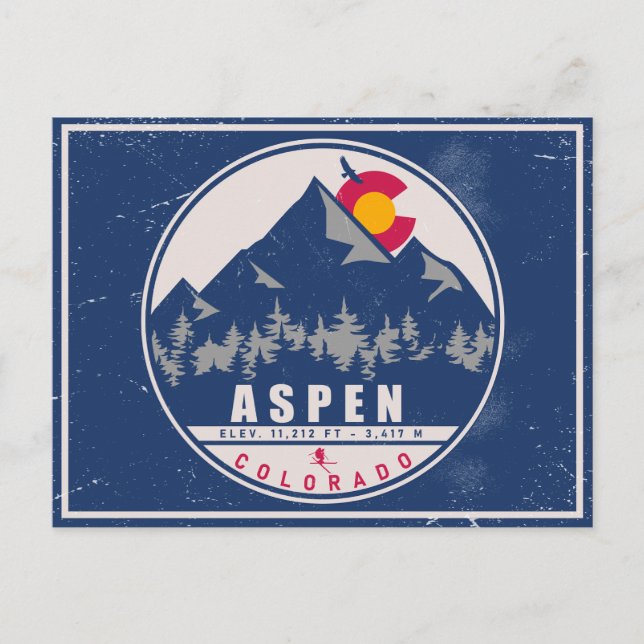 Aspen Colorado Retro Sunset Souvenirs 80er Postkarte (Vorderseite)