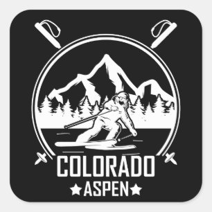 Aspen Colorado ski Quadratischer Aufkleber