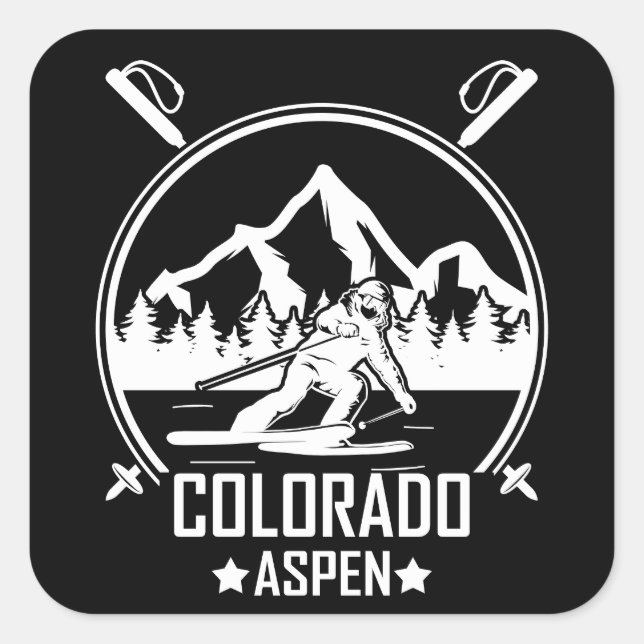 Aspen Colorado ski Quadratischer Aufkleber (Vorderseite)