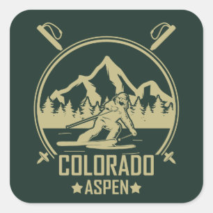 Aspen Colorado Ski Quadratischer Aufkleber