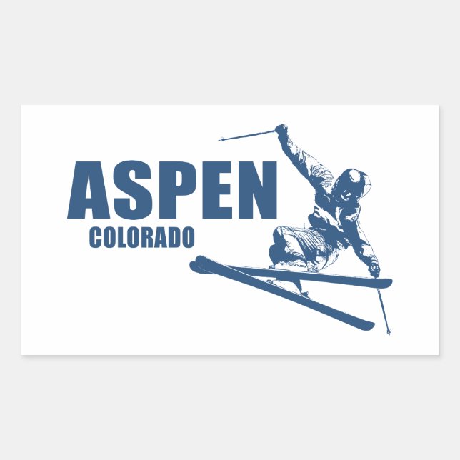 Aspen Colorado Skier Rechteckiger Aufkleber (Vorderseite)
