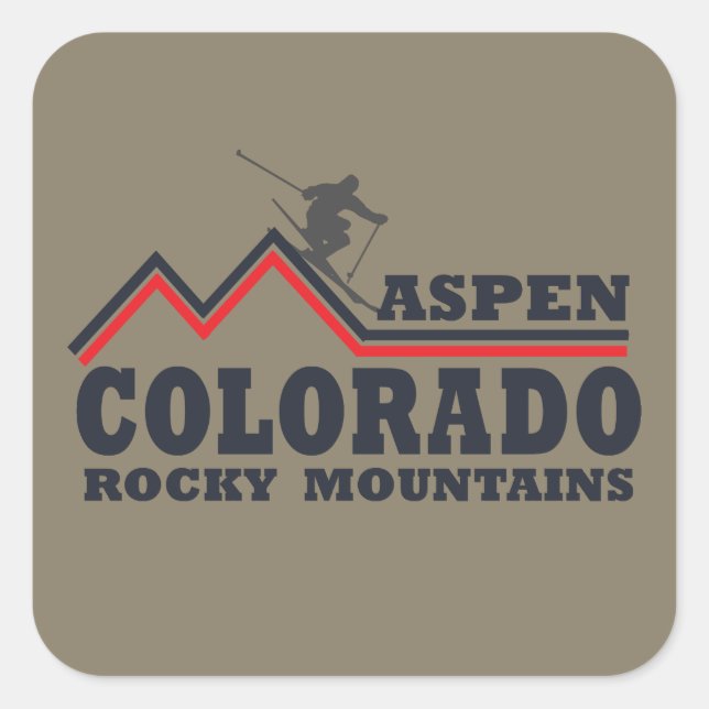 Aspen Colorado Skiort Quadratischer Aufkleber (Vorderseite)
