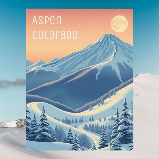 Aspen Colorado Skiurlaub modern Postkarte (Von Creator hochgeladen)