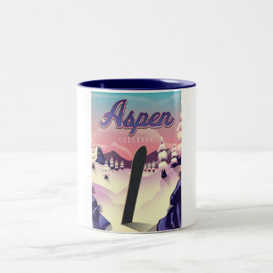 Aspen Colorado Snowboardposter Zweifarbige Tasse