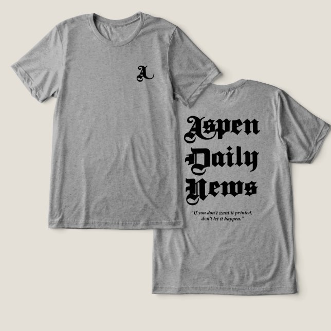 Aspen Daily News Men's Gray T - Shirt (Design Vorderseite & Rückseite)