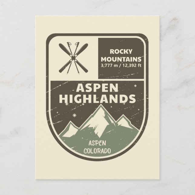 Aspen Highlands Aspen Rocky Mountains Colorado Postkarte (Vorderseite)