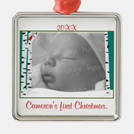 Aspen-Holz-personalisierte Foto-Verzierung Ornament Aus Metall
