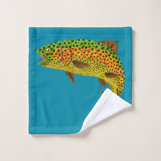 Aspen Leaf Regenbogenforelle 1 Badhandtuch Set (Waschlappen)