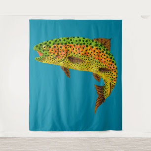 Aspen Leaf Regenbogenforelle 1 Wandteppich